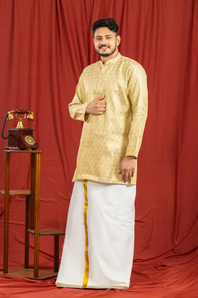 Thrilog-Trendy-Men's-Formal-Premium-Dark-Golden-Silk-Kurtha(1).webp