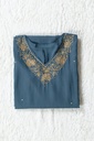 Dark Teal Blue Kurta Set With Beads Work