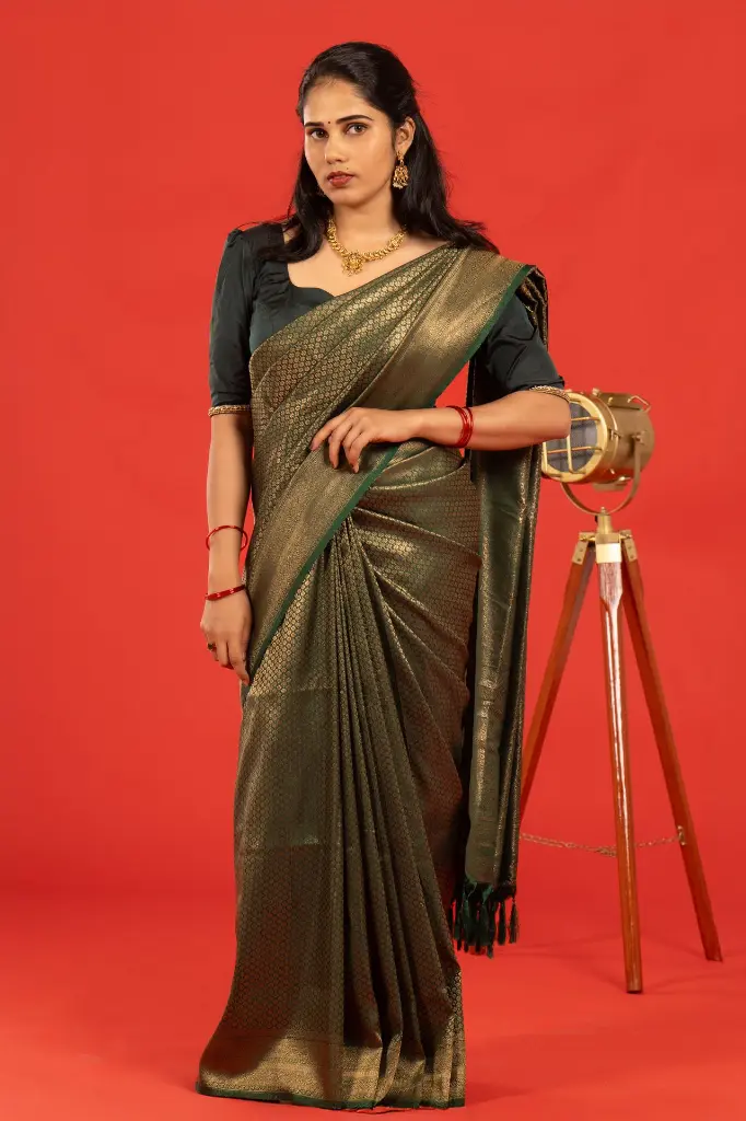 Subash Premium Women's Dark Green Silk Saree 1.webp