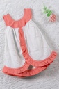 White and Peach Ruffle Wrap Frock