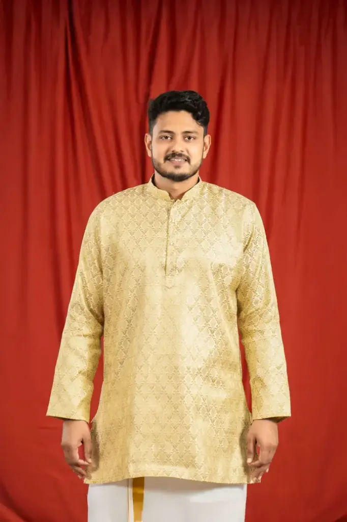 Dark Golden Silk Kurta