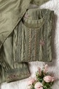 Dusty Olive Green Embroidery Kurta Set