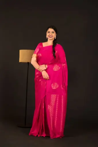 [DT-SAREE-M-PINK-0016-TPRA-2024-SUBASH] Pink Soft Silk Saree