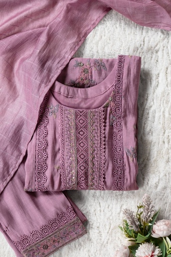 Opera Purple Embroidery Kurta Set